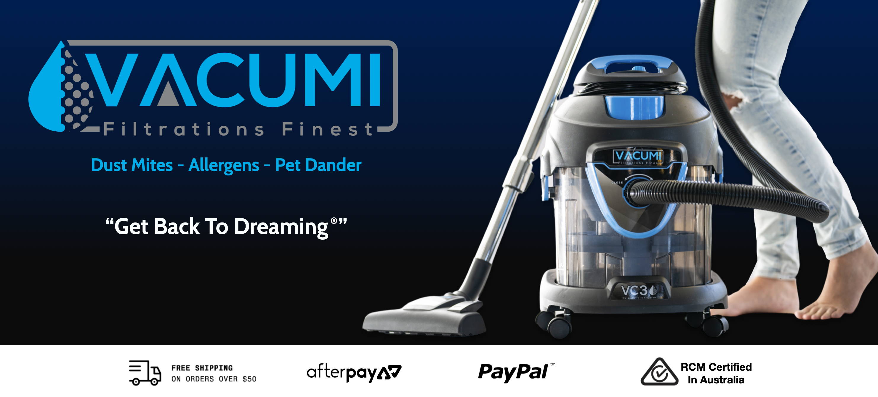 Vacumi VC3 Allergies, Asthma, Dust Mite Vacuum Cleaner With Water Fi